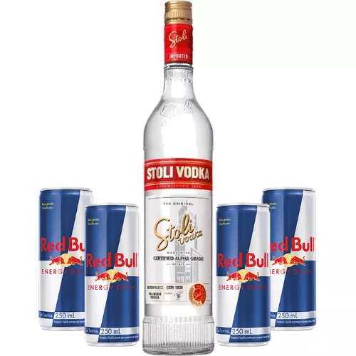 Combo Stoli Vodka + 4 Red Bull